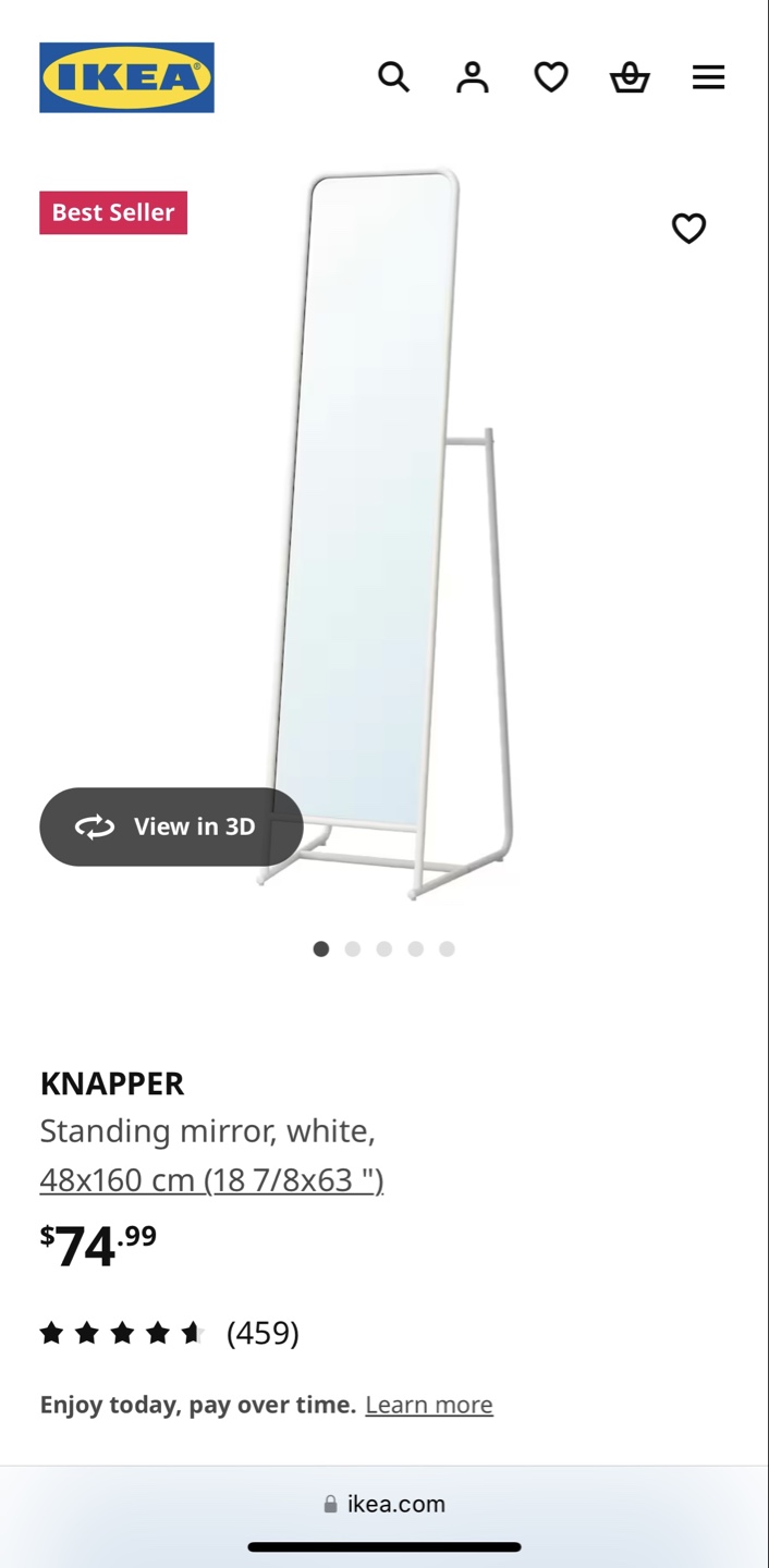 IKEA KNAPPER Full-Length Mirror - White - photo 3