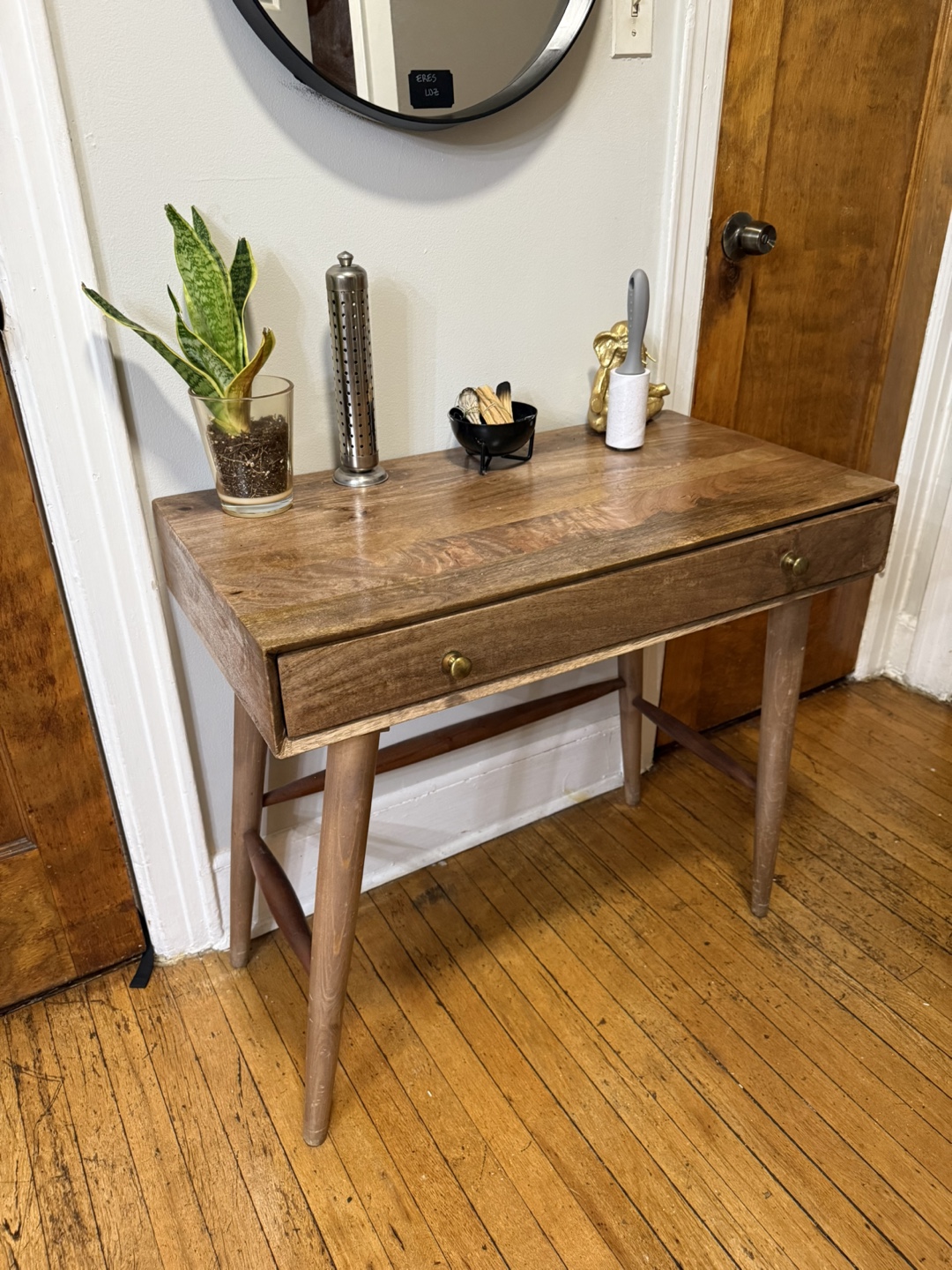 Mid-Century Modern Wooden Desk with Drawer