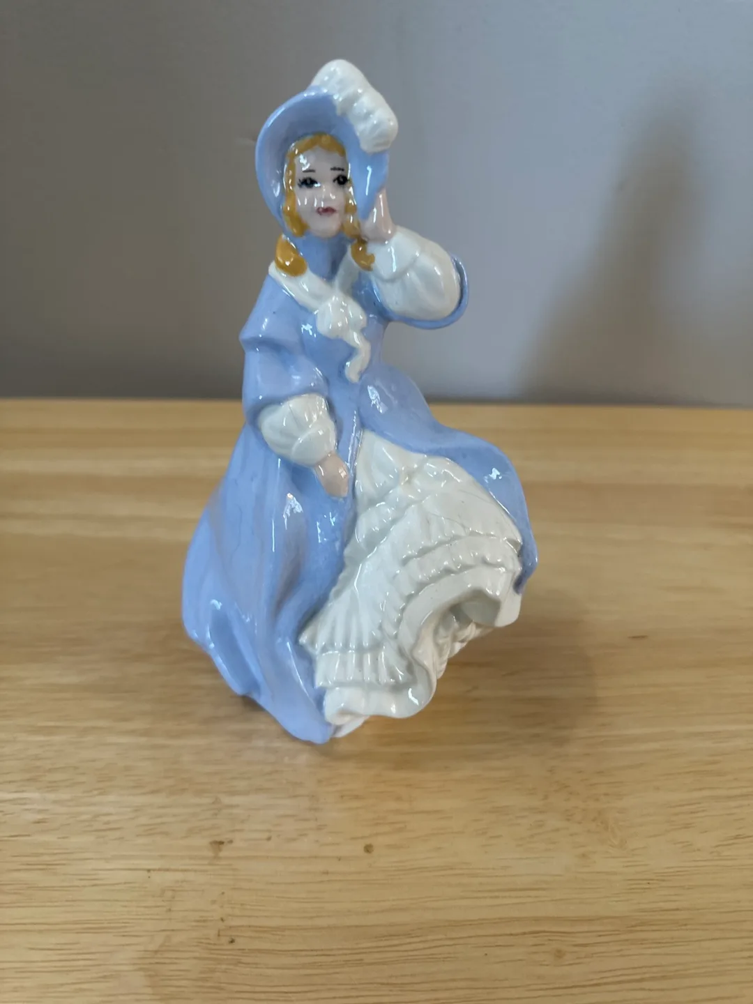 Vintage Porcelain Figurine of Lady in Blue Dress thumbnail