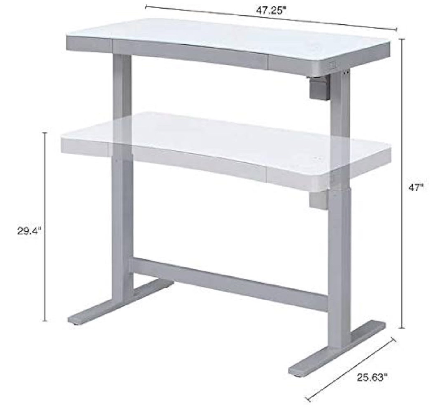 Electric Standing Desk - White Glass Top - photo 5