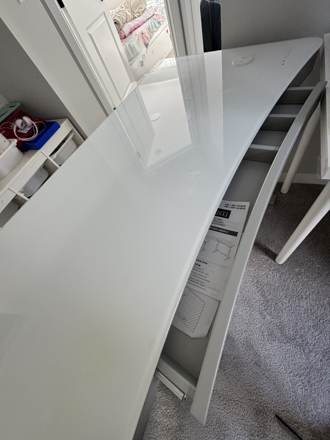 Electric Standing Desk - White Glass Top - photo 3