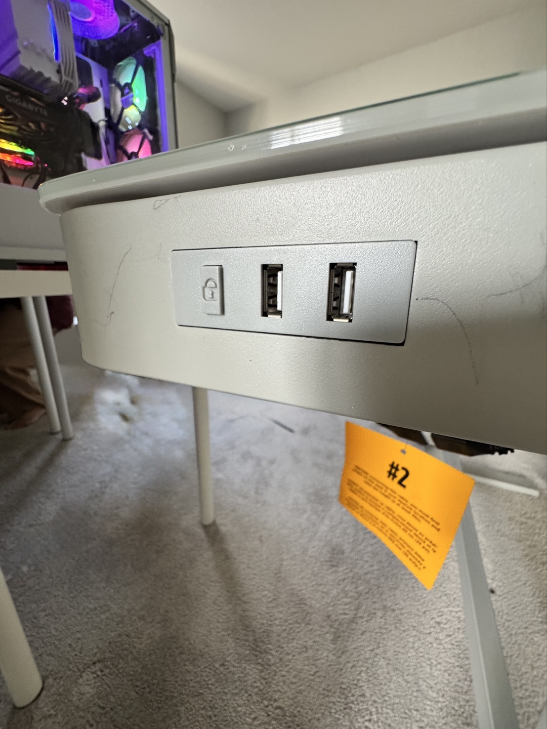 Electric Standing Desk - White Glass Top - photo 4