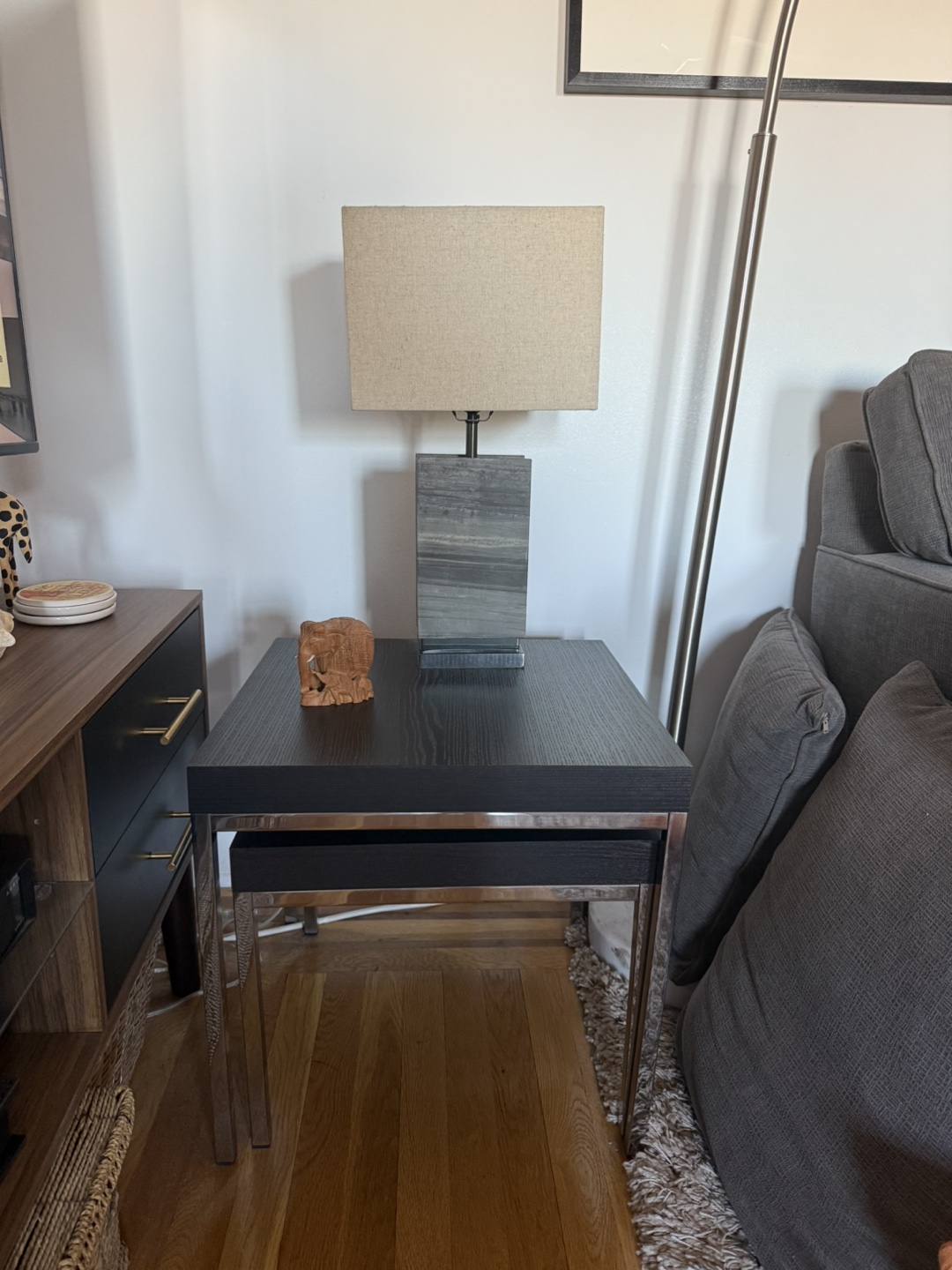 West Elm lamp. + 2 side table