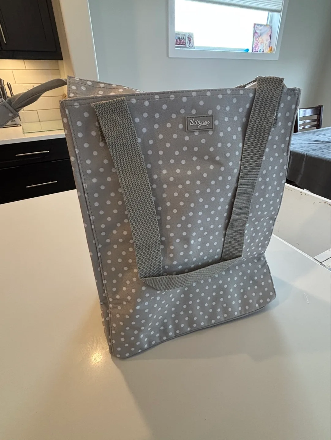 Thirty-one Taupe Dancing Dot Tall Organizing Tote For Sale thumbnail