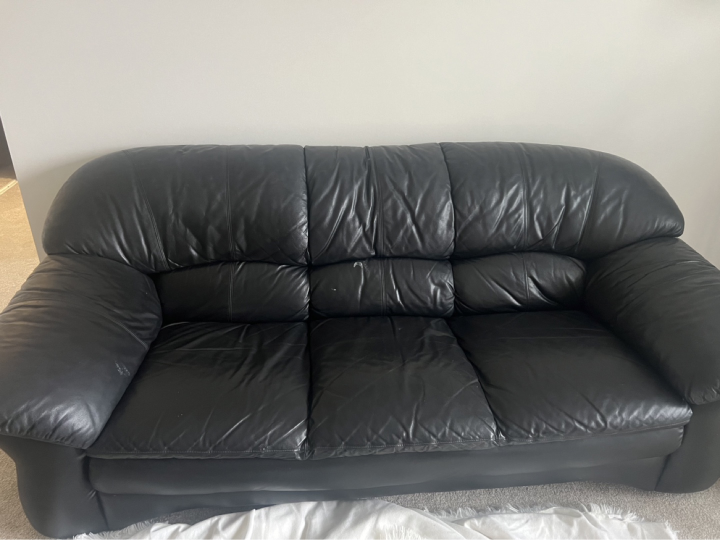 Black Leather Sofa - photo 2