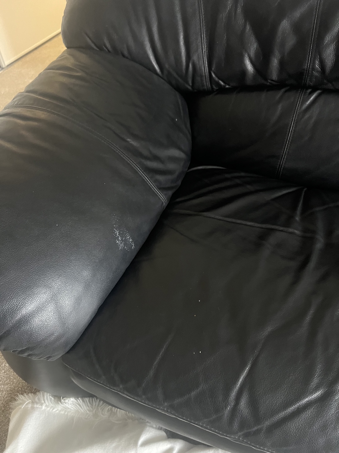 Black Leather Sofa - photo 4