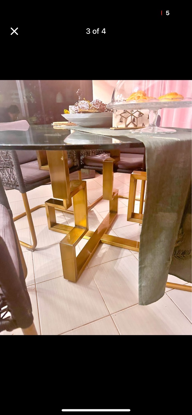 BOWRING Modern Glass-Top Dining Table with Four Chairs - photo 3