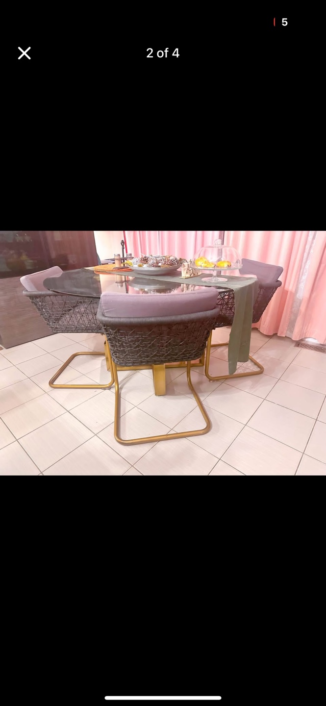 BOWRING Modern Glass-Top Dining Table with Four Chairs - photo 2