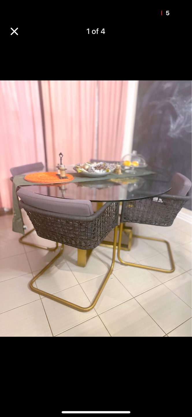 BOWRING Modern Glass-Top Dining Table with Four Chairs
