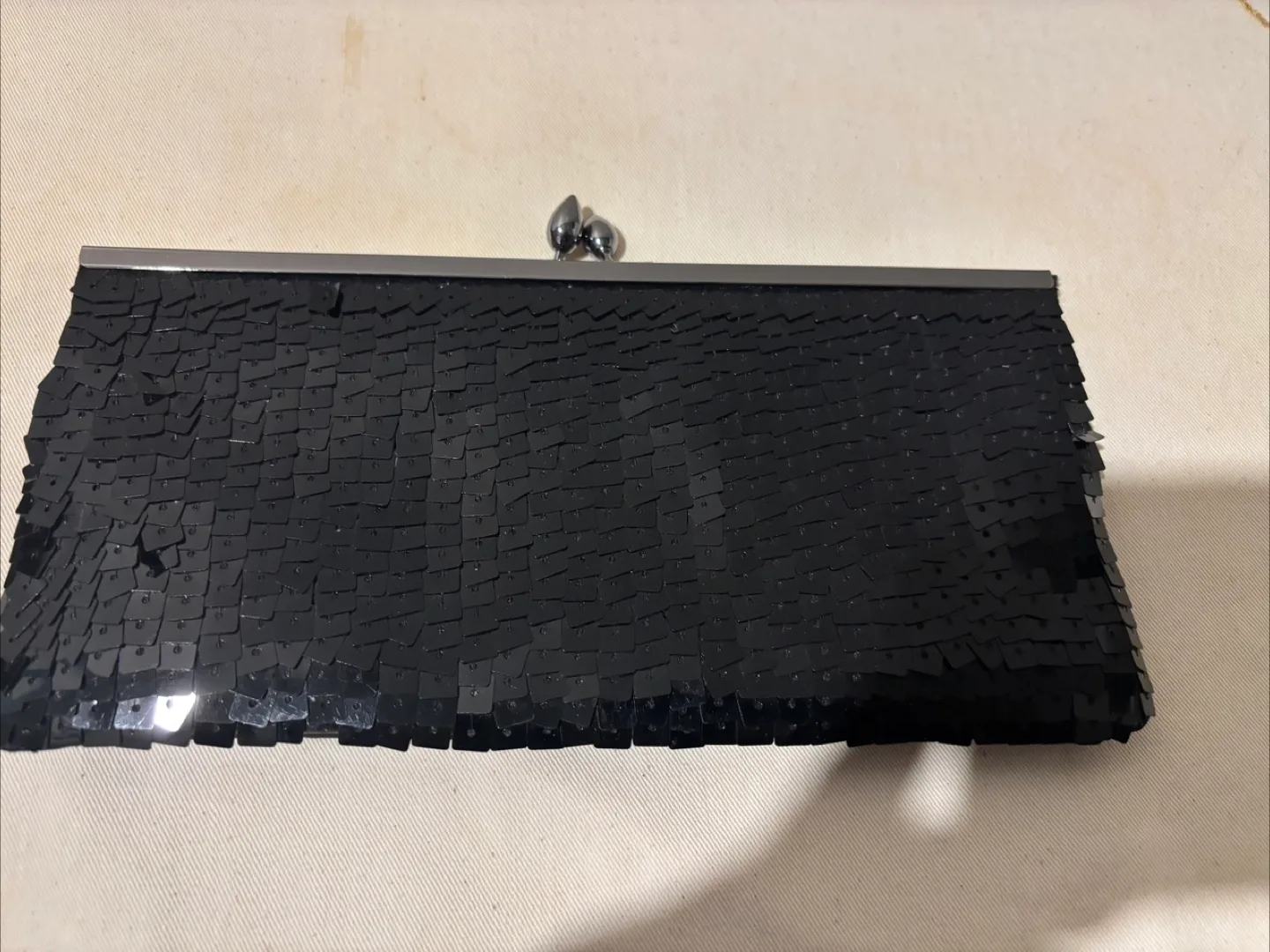 Black Sequin Evening Clutch with Chain Strap thumbnail