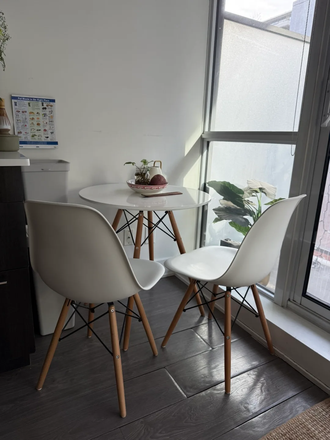 White Round Table and Two Chairs Set thumbnail