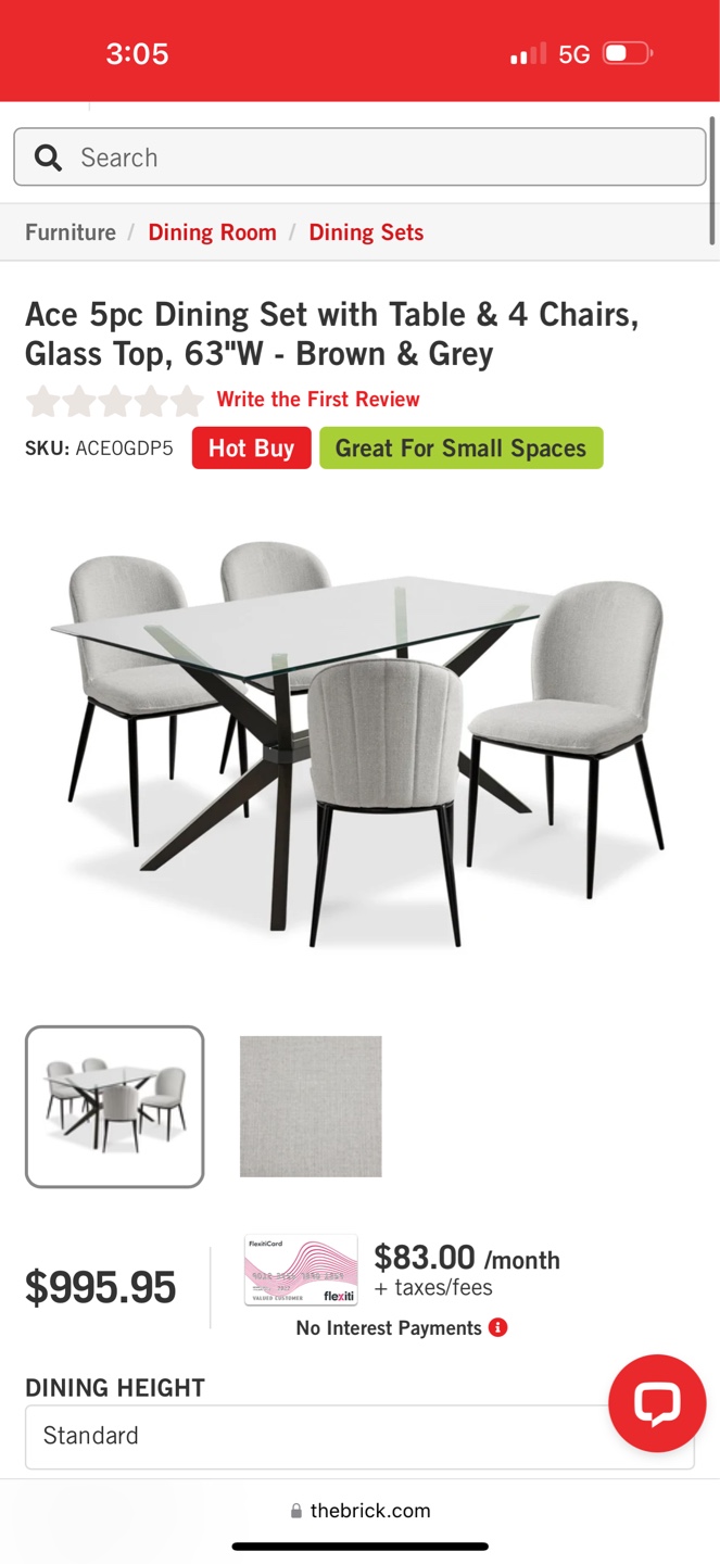 Ace 5pc Dining Set - Glass Top Table & 4 Chairs - photo 4