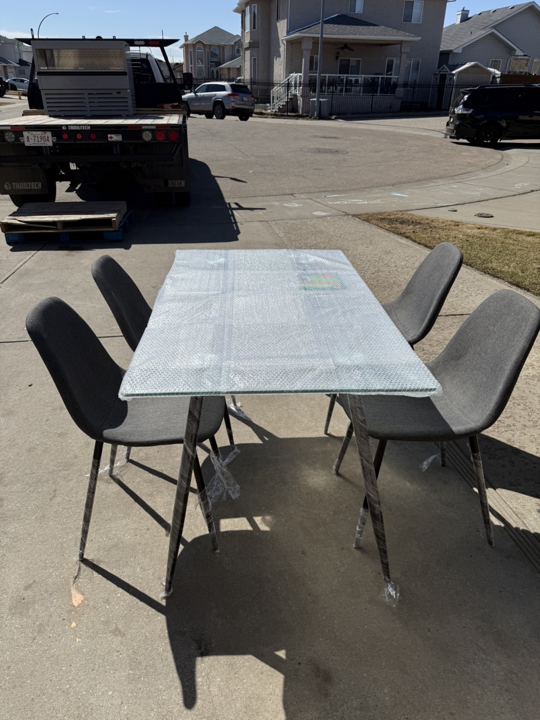 Ace 5pc Dining Set - Glass Top Table & 4 Chairs