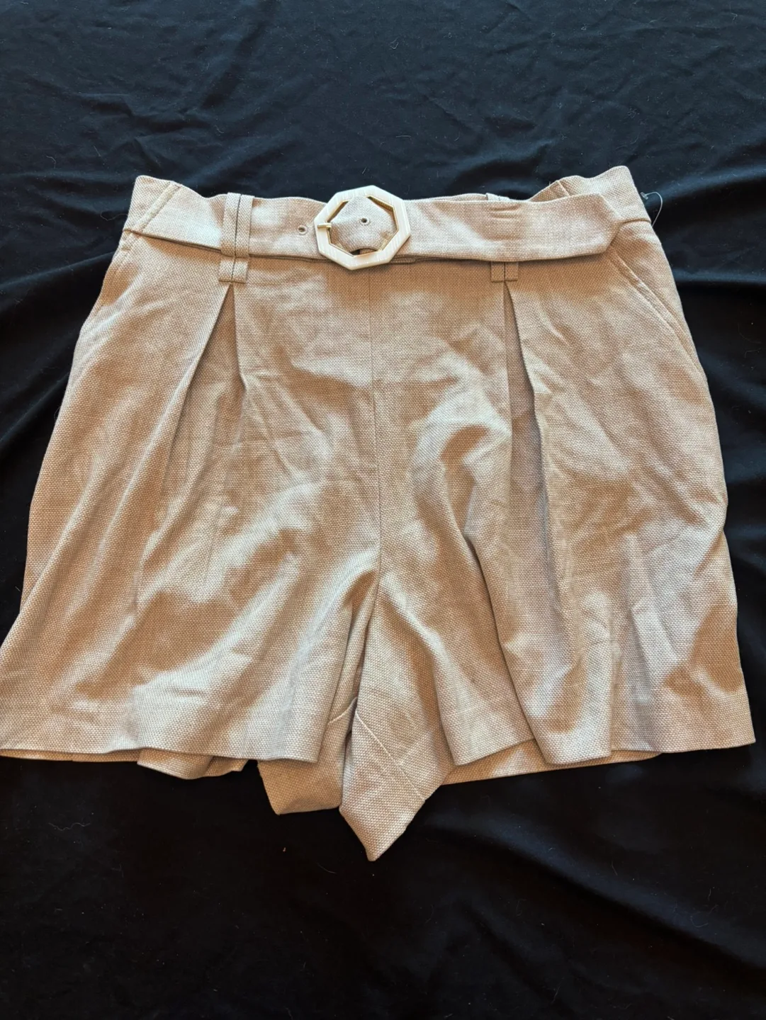 Rachel Zoe Beige Belted Shorts Size 12 thumbnail