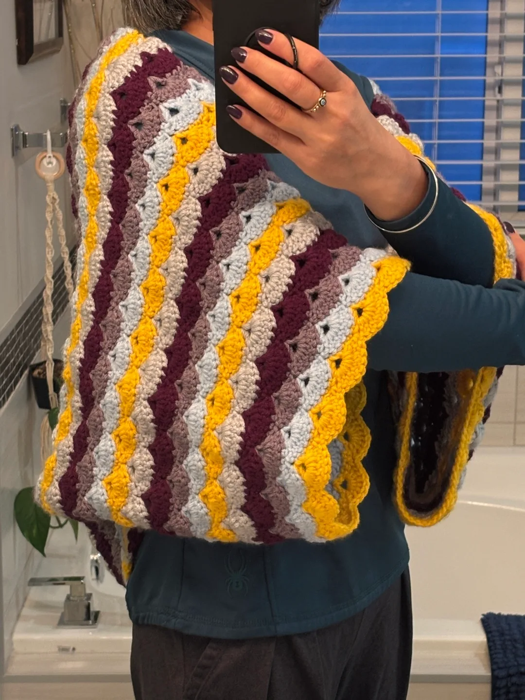 Hand-Crocheted Striped Vest/Shawl thumbnail