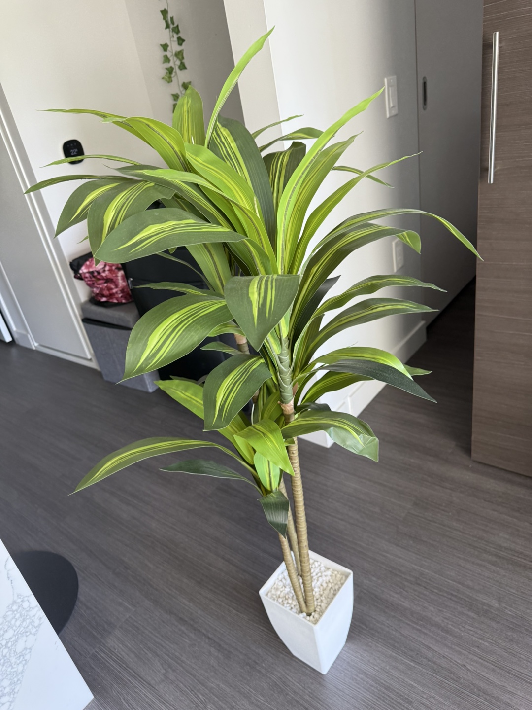 4ft Artificial Dracaena Tree in White Planter - photo 2