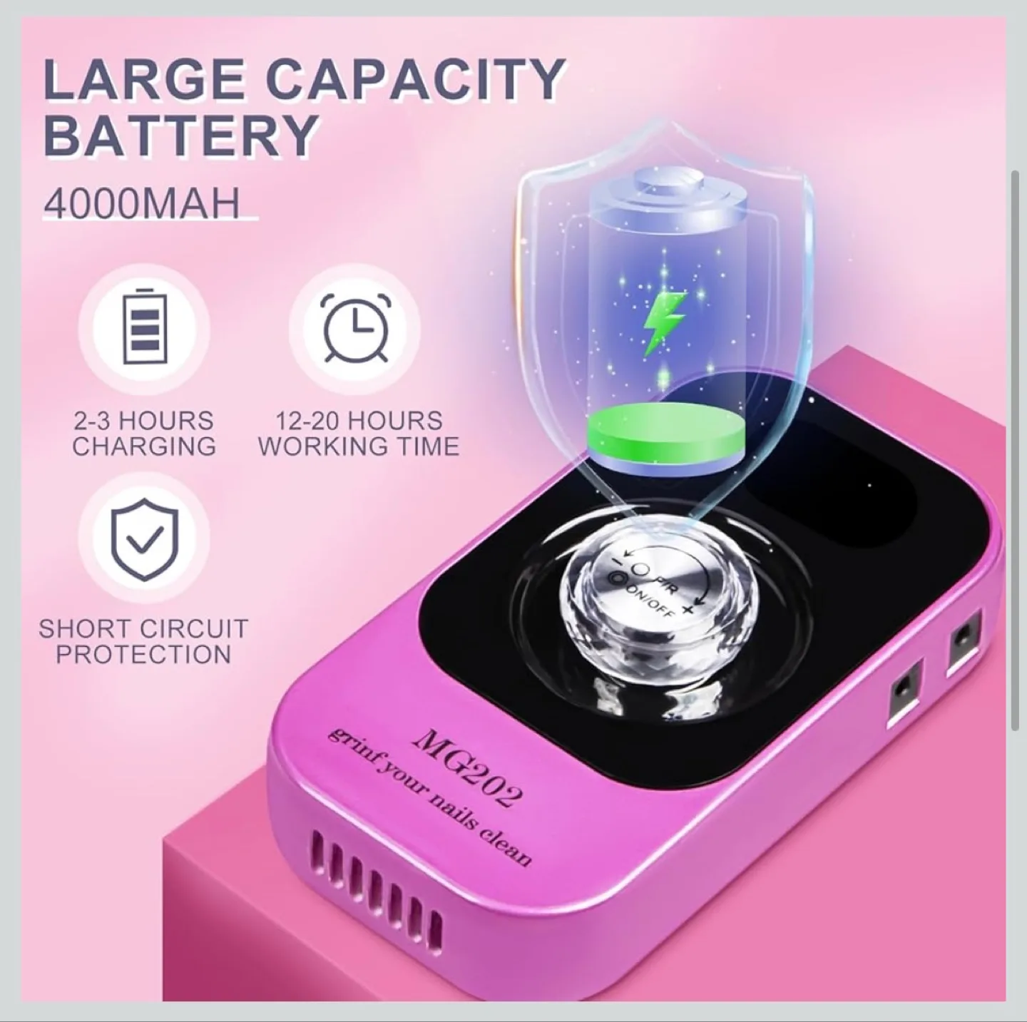 Purple Electric Nail Drill with Base & 12 Drill Bits image indicator(8)