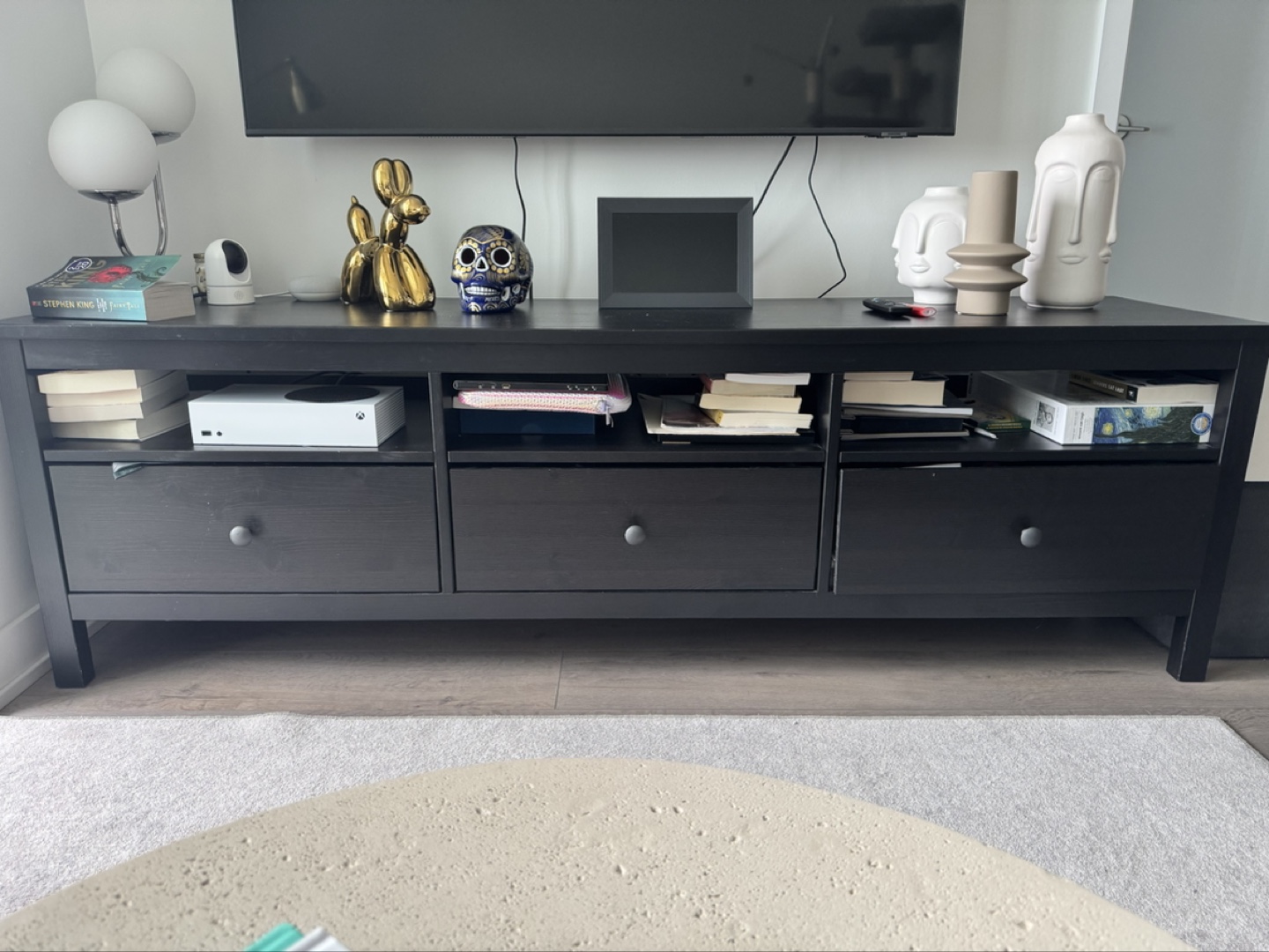 IKEA Black TV Stand with Drawers