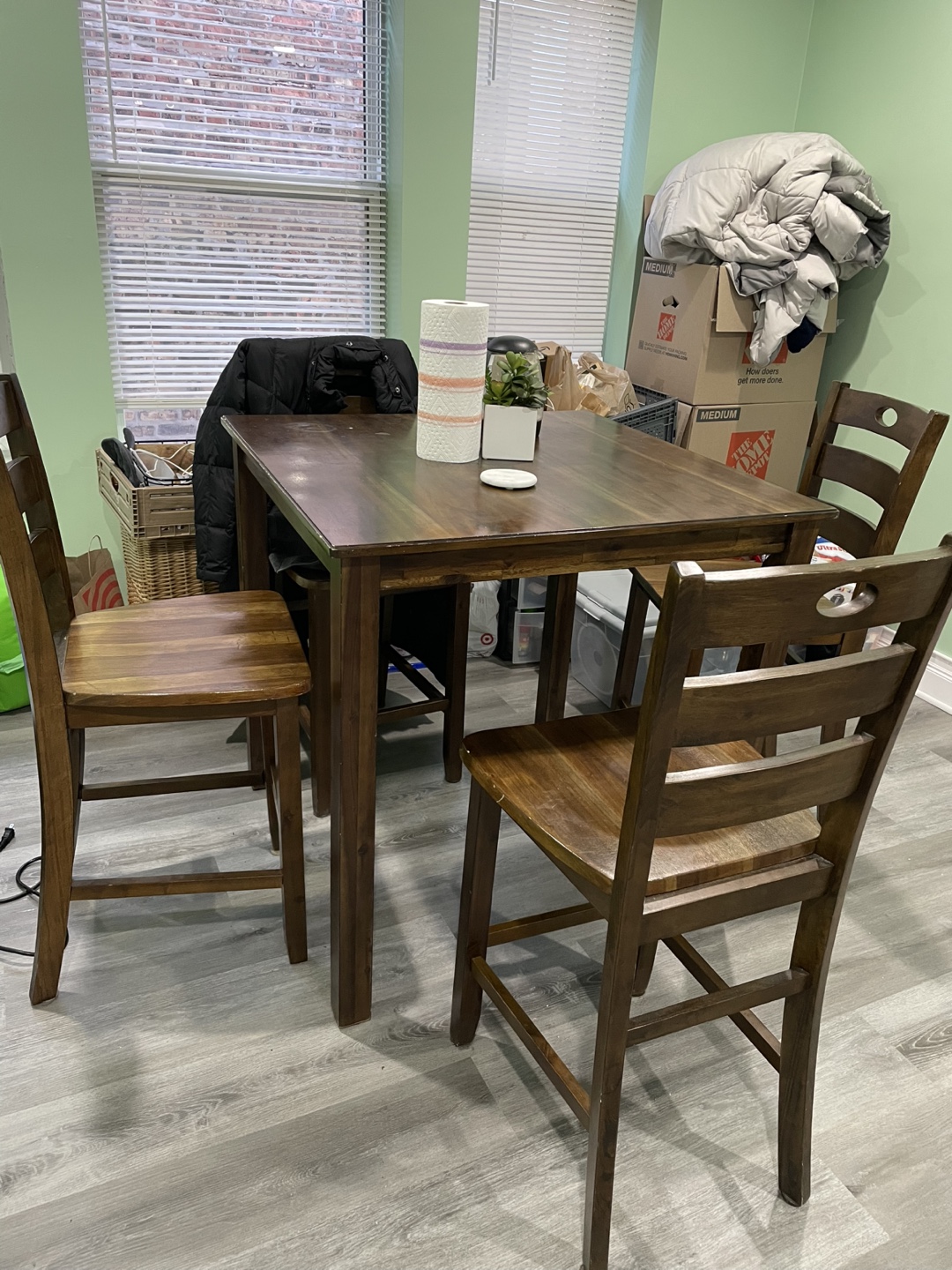 Dark Brown Wood 5-Piece Kitchen Table Set - photo 2