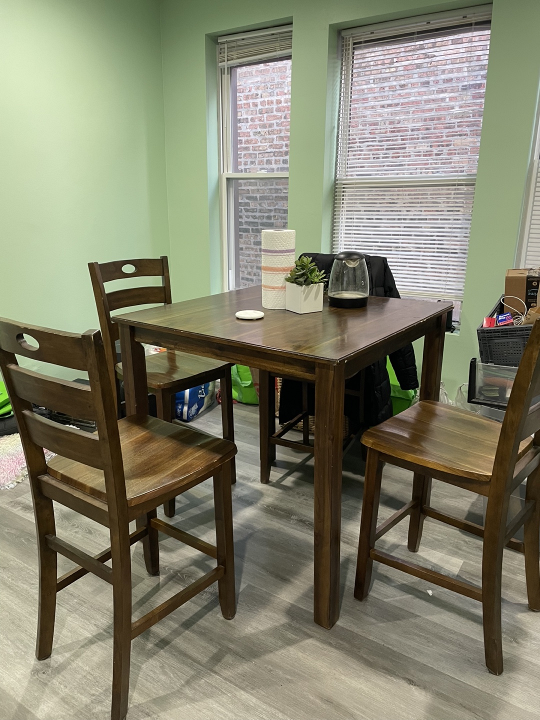 Dark Brown Wood 5-Piece Kitchen Table Set