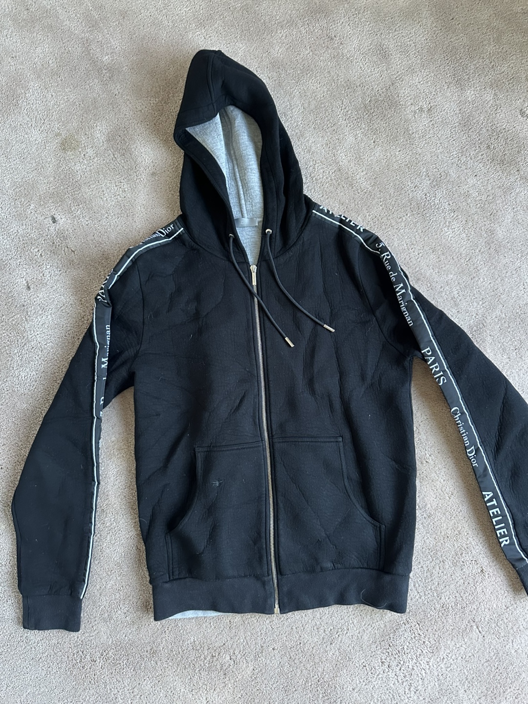 Dior Men's Black Zip-Up Hoodie Size M