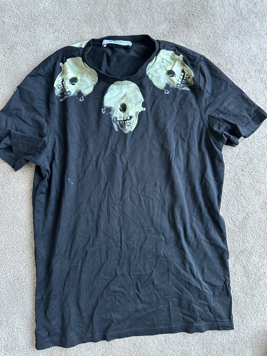 Givenchy Paris Black Skull T-Shirt Size Small