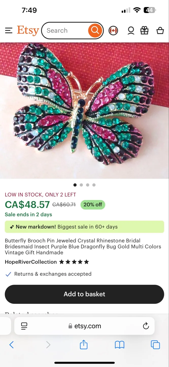 Rhinestone Butterfly Brooch Pin image indicator(3)