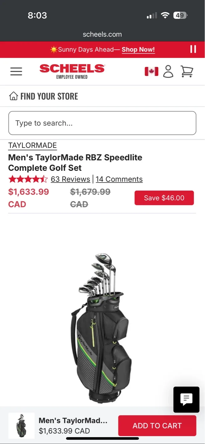 Men's TaylorMade RBZ Speedlite Complete Golf Set thumbnail