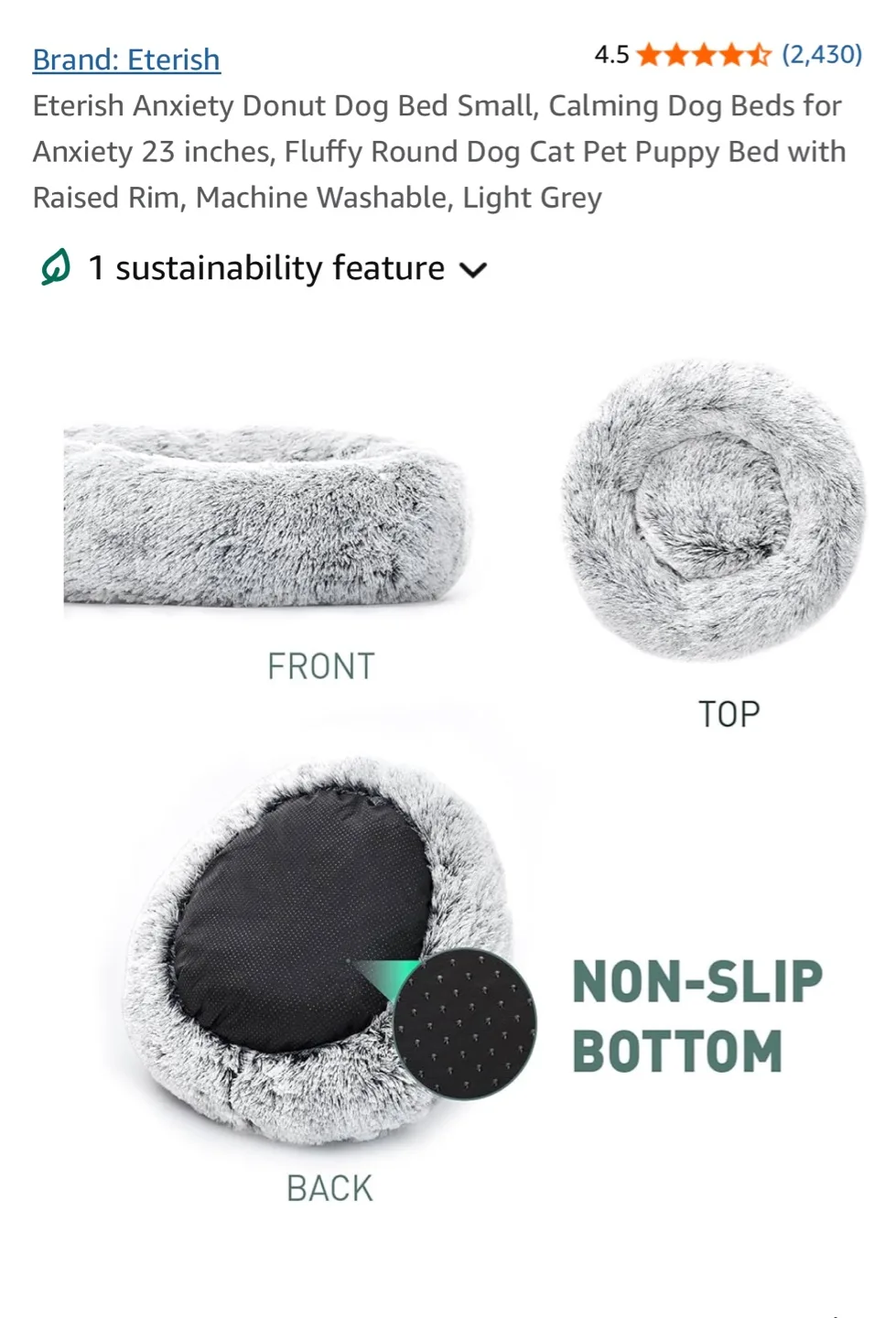 Anti-Anxiety  Donut Dog Bed - Small, Light Grey image indicator(2)