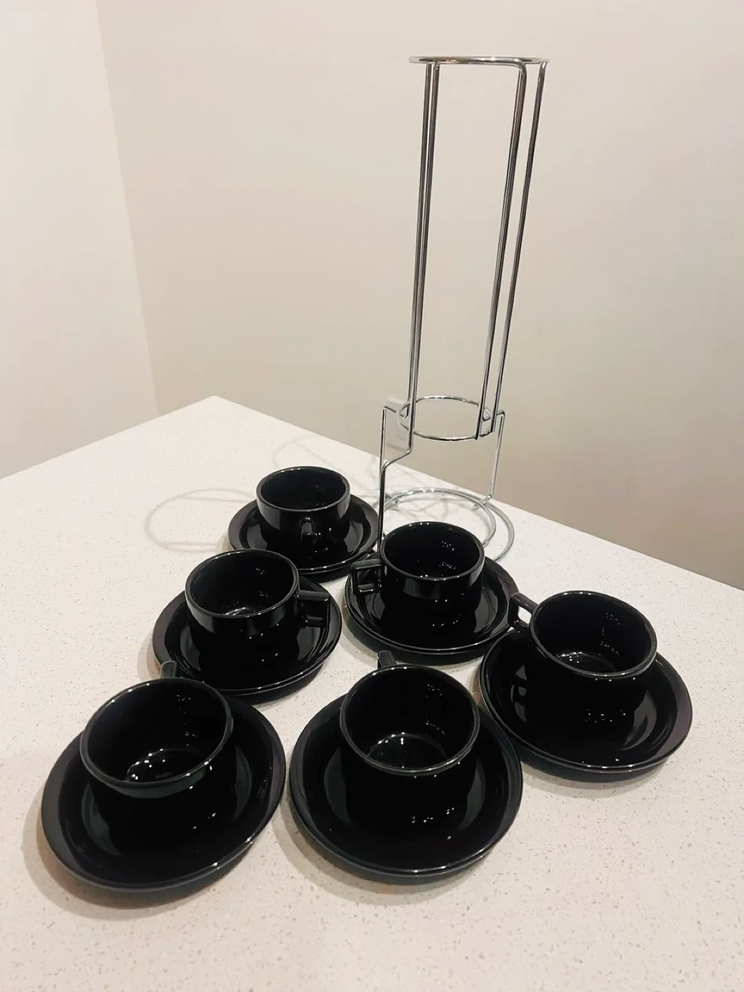Six Espresso Cups and Saucers with Stand image indicator(2)