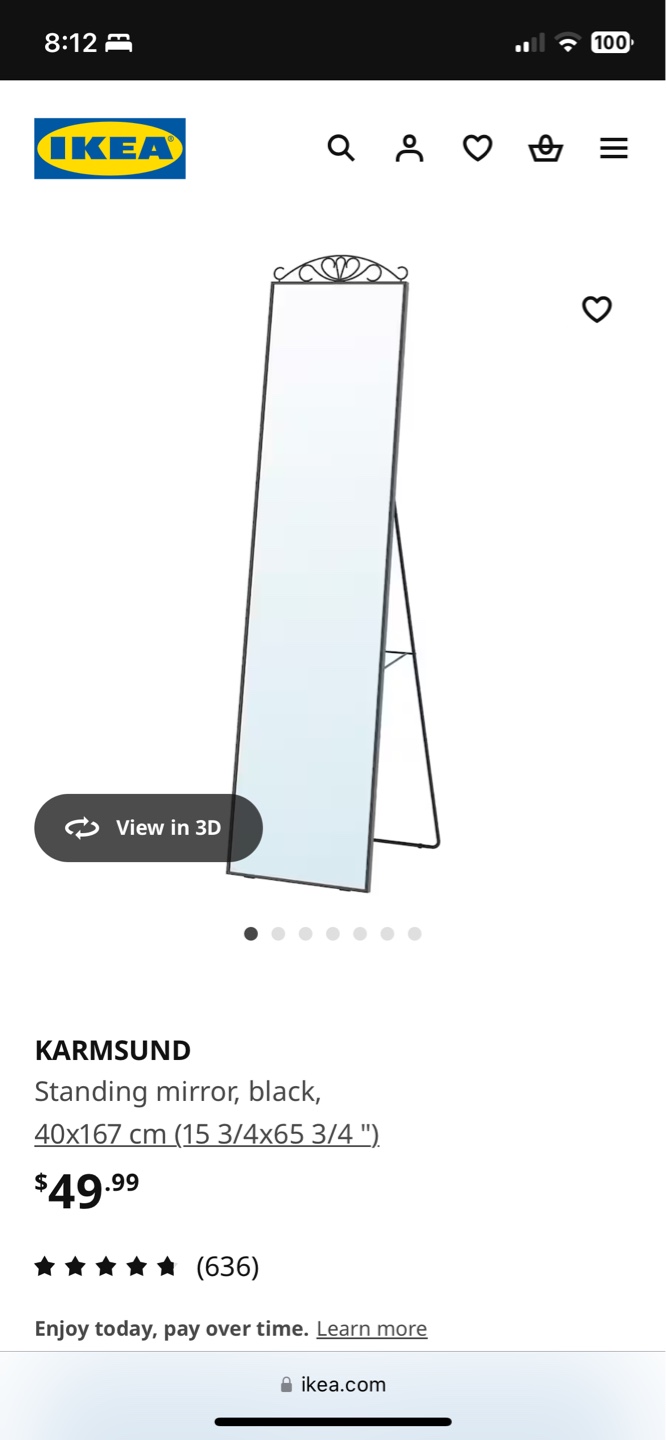 IKEA KARMSUND Full Length Standing Mirror - Black