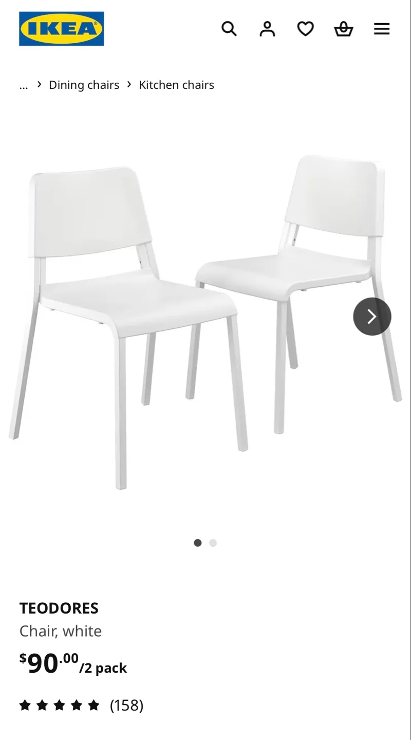 IKEA TEODORES White Chairs - Set of 2 thumbnail