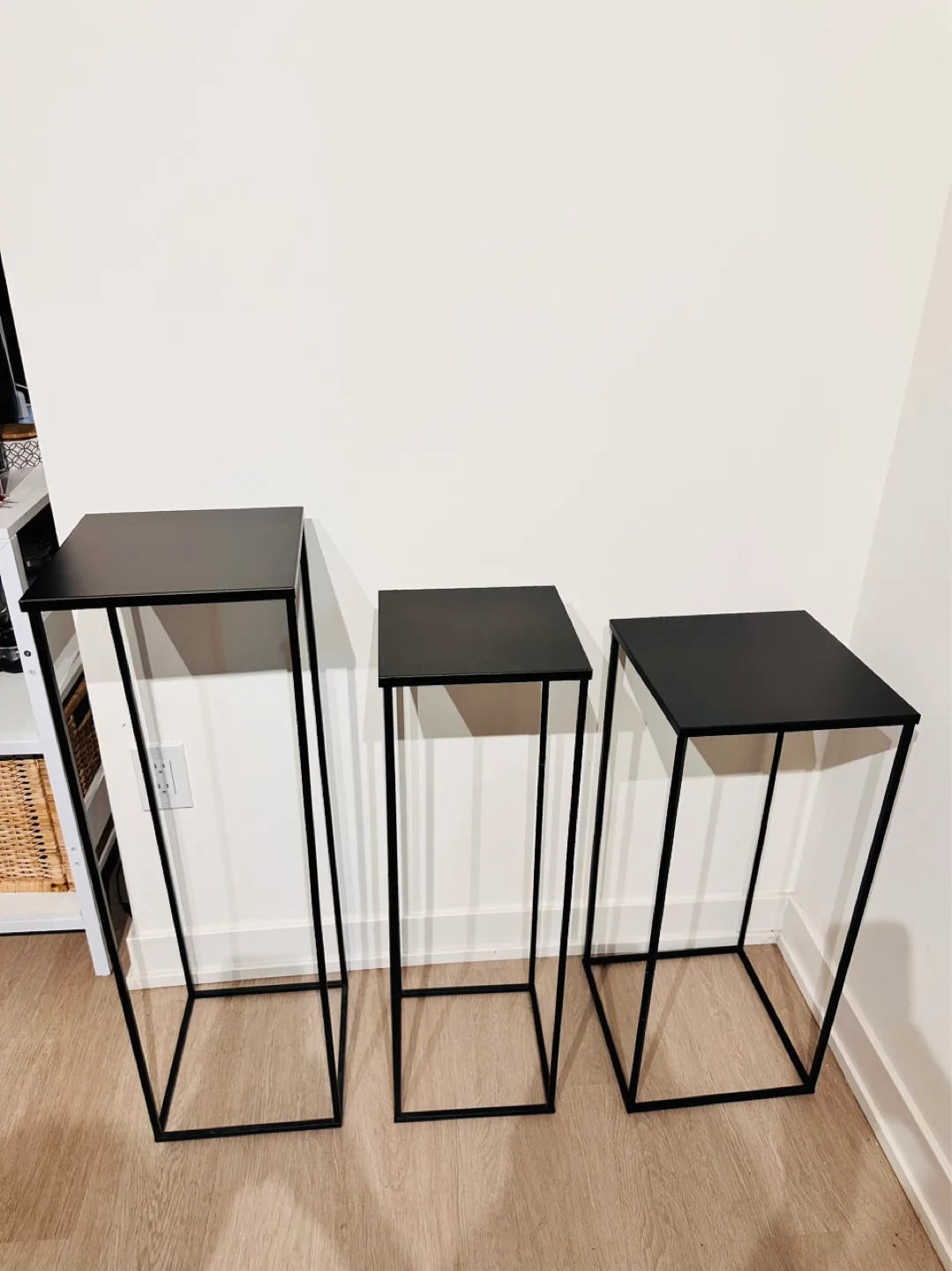 Set of 3 Black Metal Plant Stands image indicator(3)