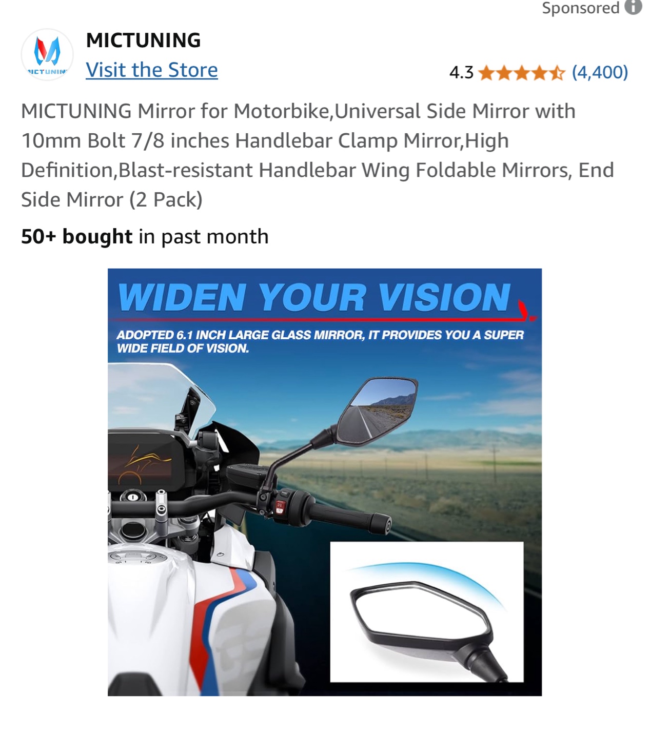 MICTUNING Motorcycle Side Mirrors (2 Pack) - photo 2