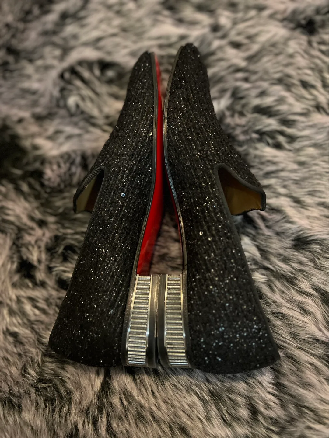 Christian Louboutin Black Sparkle Loafers - Sample image indicator(2)