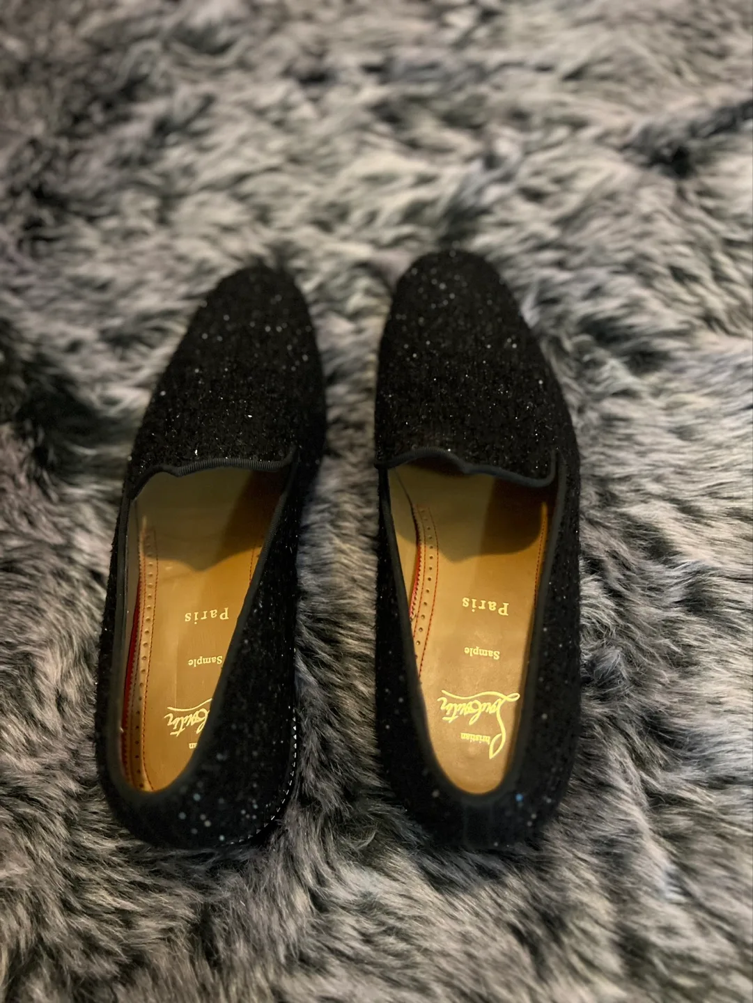 Christian Louboutin Black Sparkle Loafers - Sample image indicator(5)