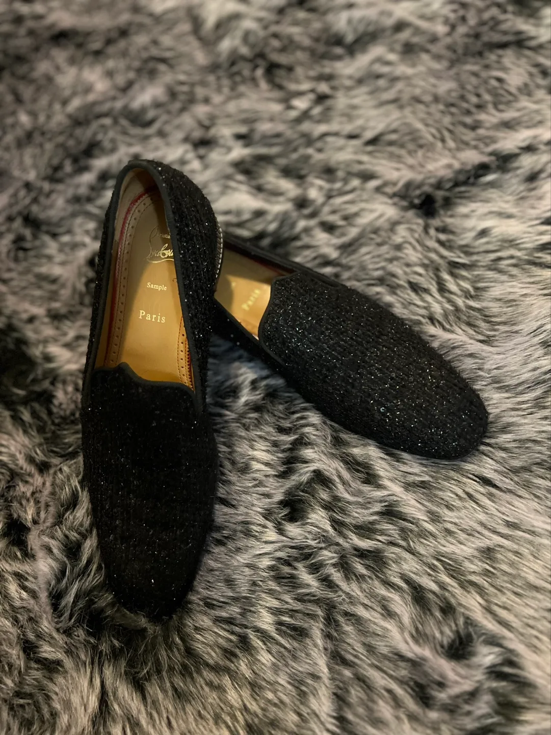 Christian Louboutin Black Sparkle Loafers - Sample image indicator(7)