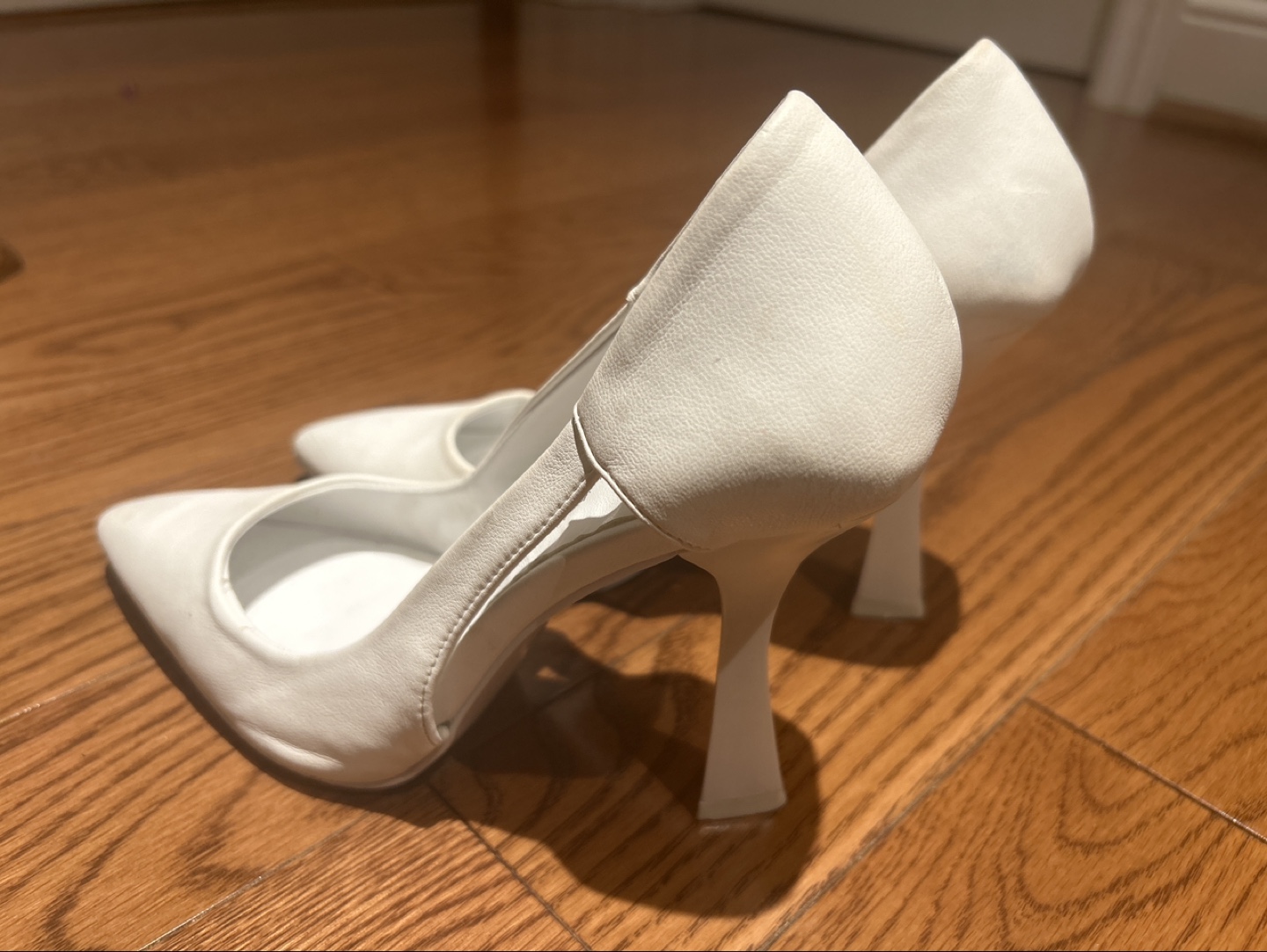 White Leather Pointed-Toe High Heels - photo 3