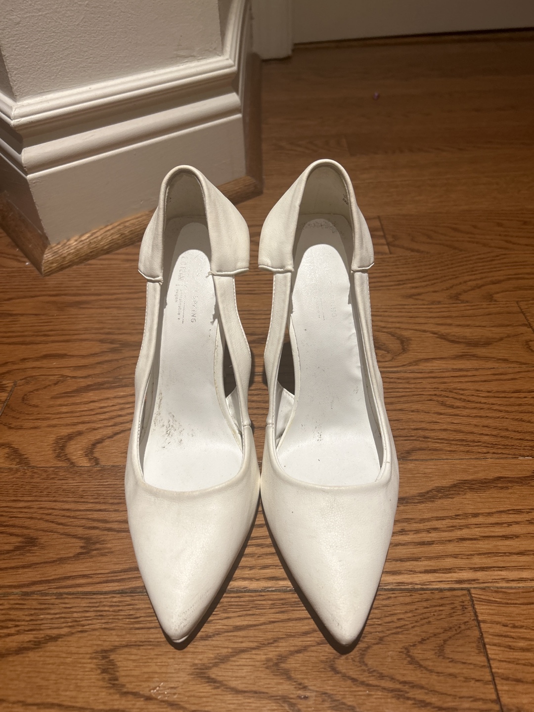 White Leather Pointed-Toe High Heels - photo 2