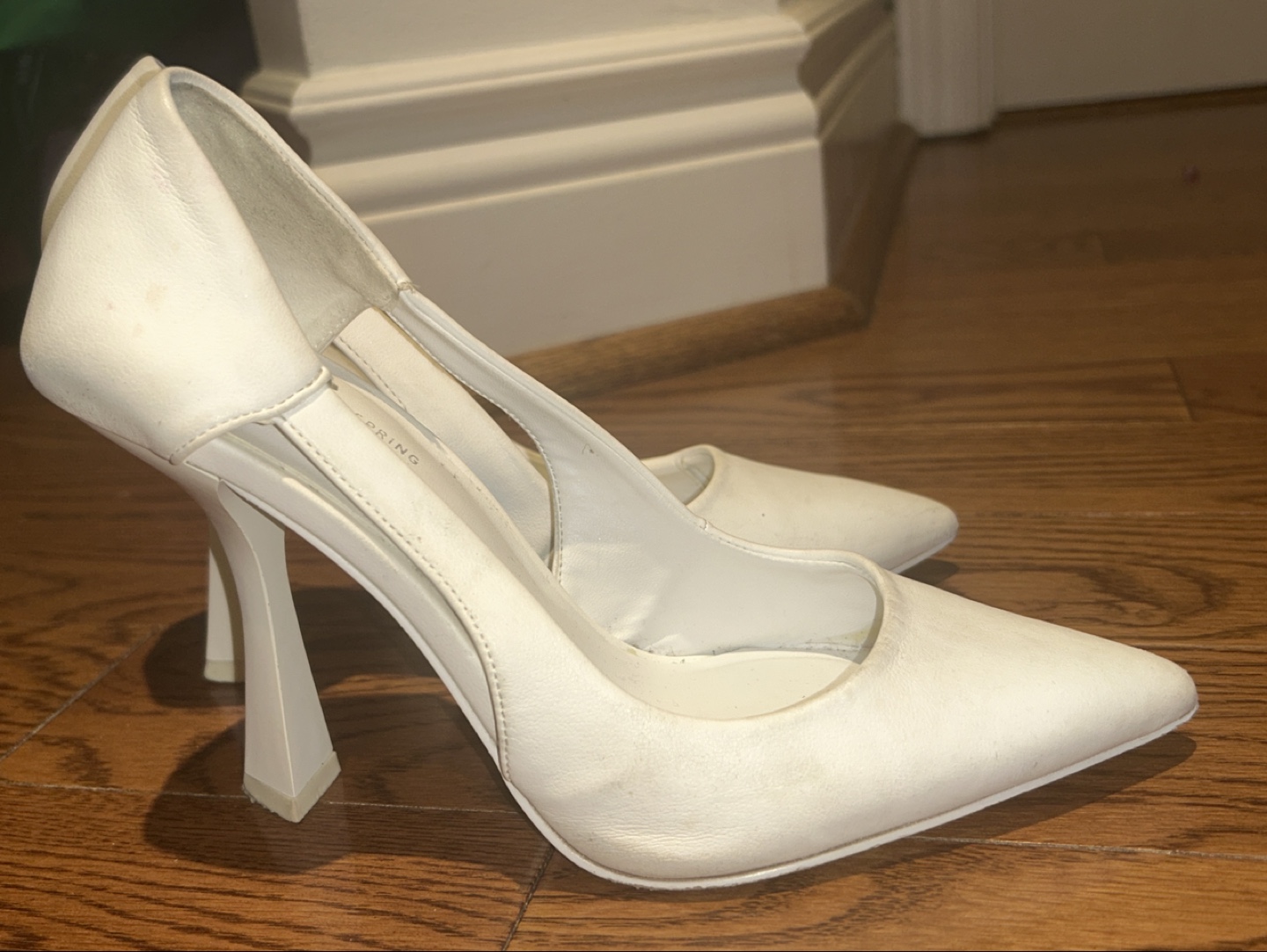 White Leather Pointed-Toe High Heels