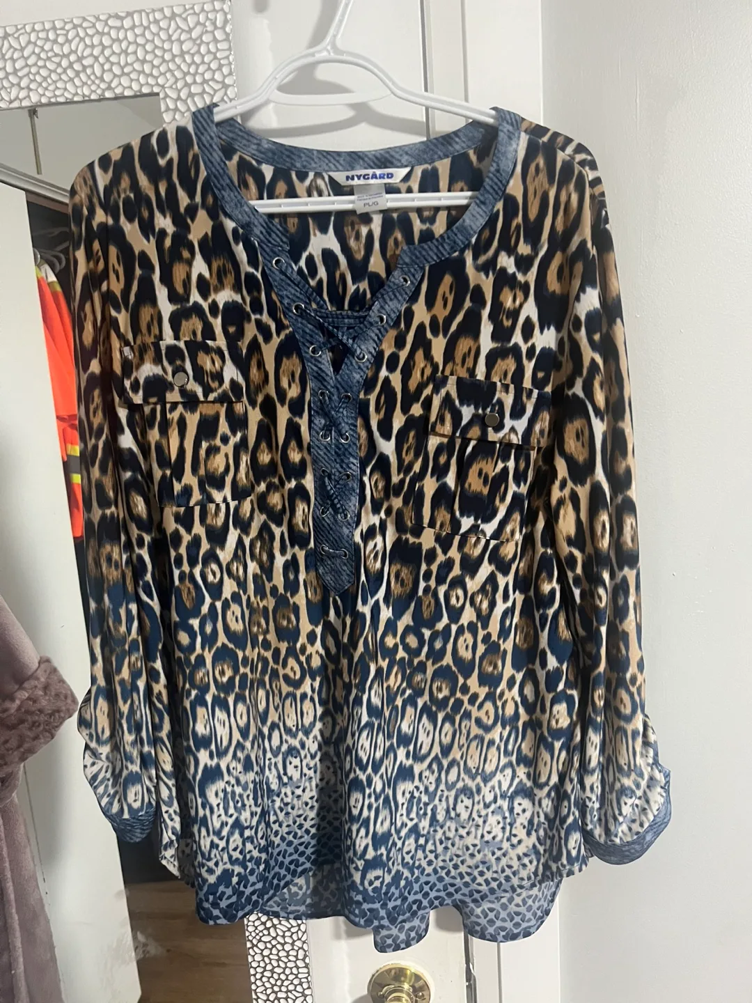 NYGARD Leopard Print Blouse, Size PL/G thumbnail