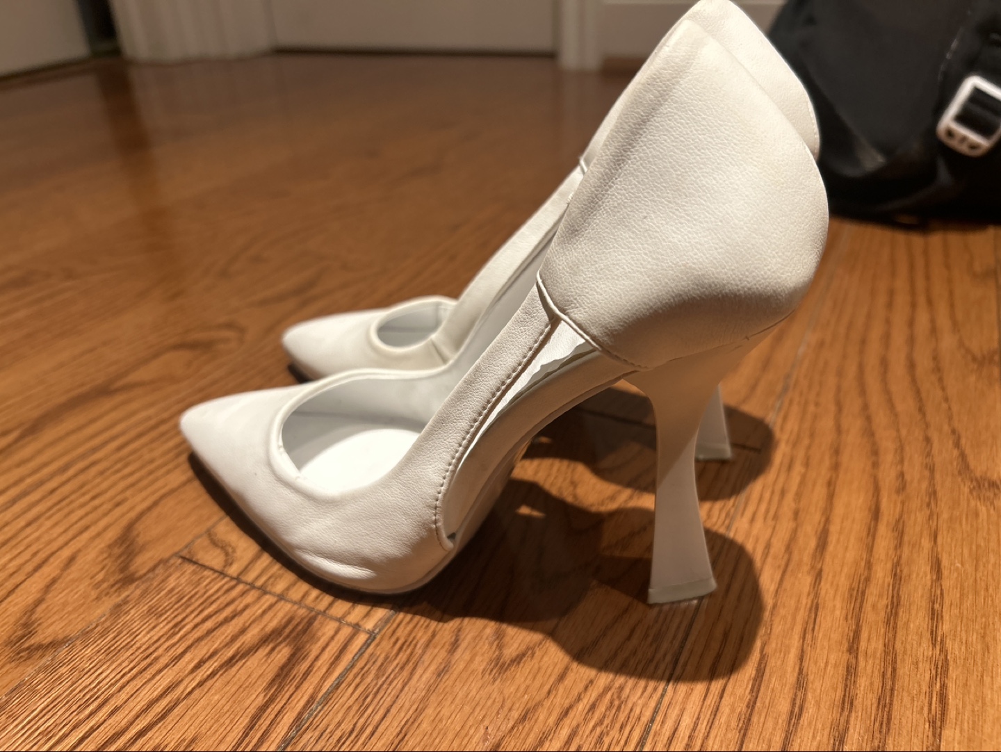 White Leather Pointed-Toe High Heels - photo 5