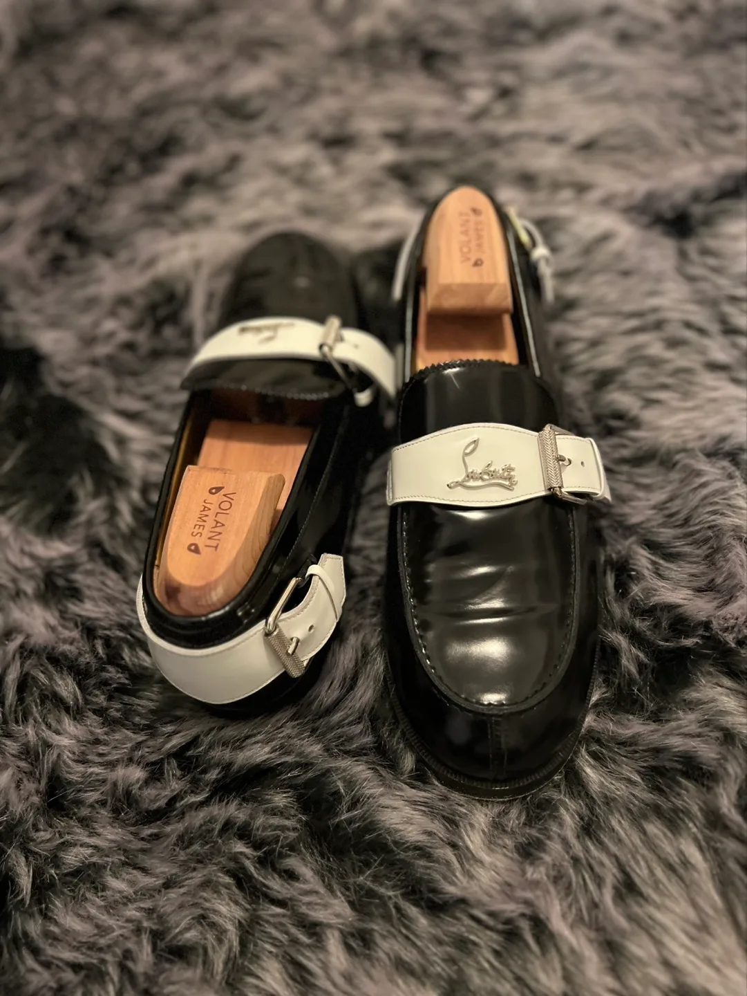 Christian Louboutin Black & White Buckle Loafers image indicator(7)