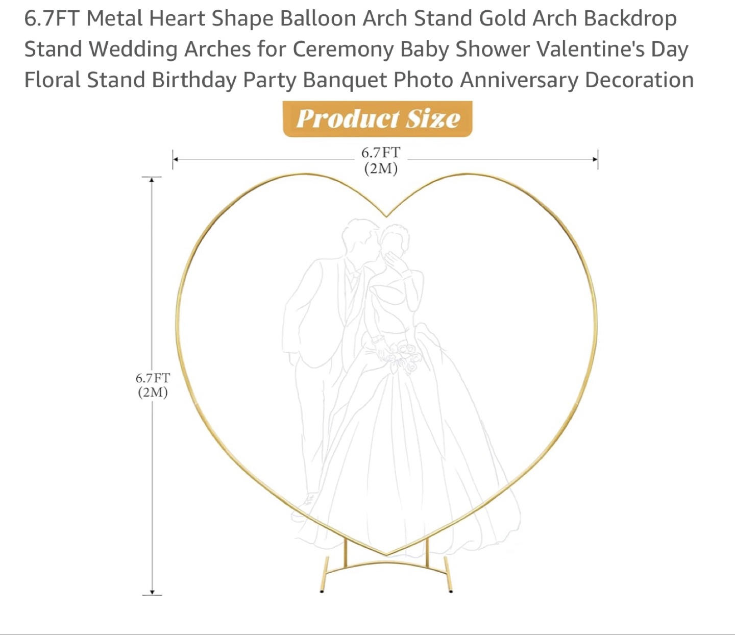 Gold Metal Heart Arch for Wedding, Party, or Event - photo 3