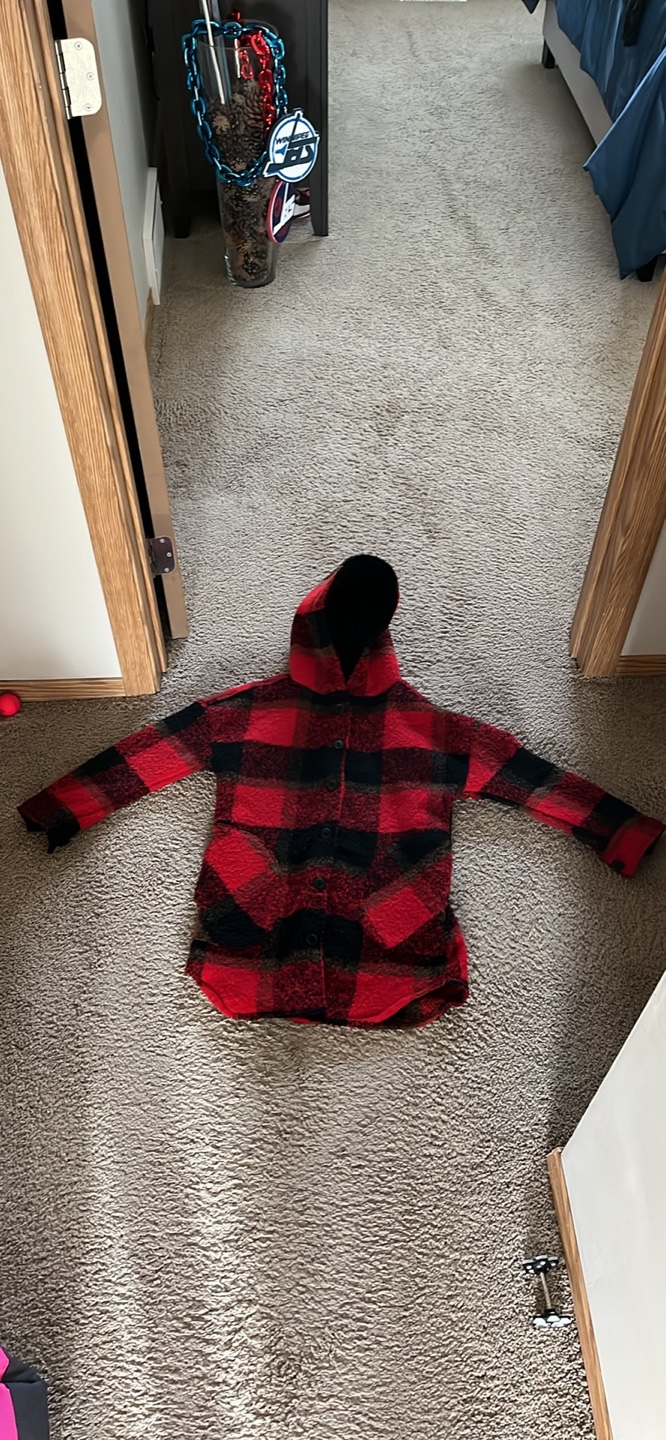 Pepper & Zoe Girls' Red & Black Plaid Hooded Jacket - Size 9/10