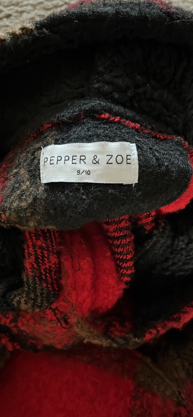 Pepper & Zoe Girls' Red & Black Plaid Hooded Jacket - Size 9/10 - photo 3