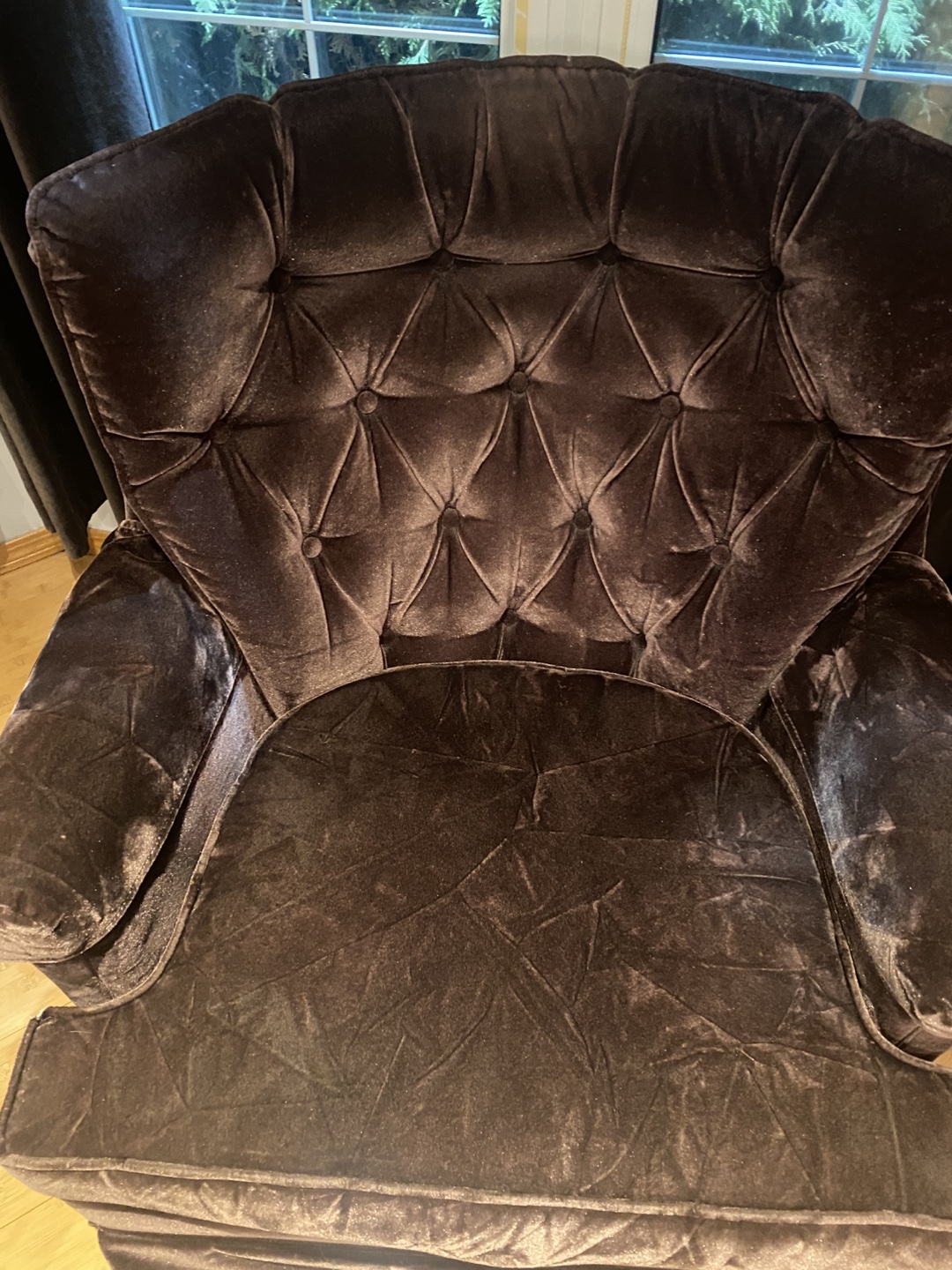 Dark Brown Velvet Swivel Rocker Chair - photo 4
