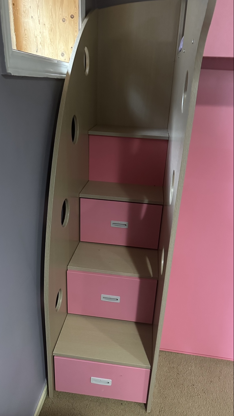Jysk Pink and Beige Loft Bed with Desk and Storage - photo 3