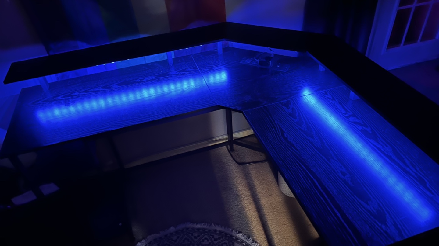 L-Shaped Gaming Desk with RGB LED Lighting - photo 4