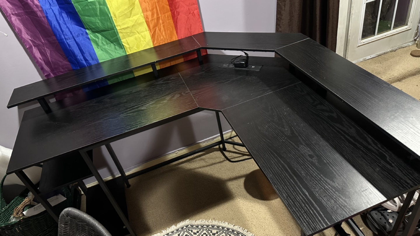 L-Shaped Gaming Desk with RGB LED Lighting